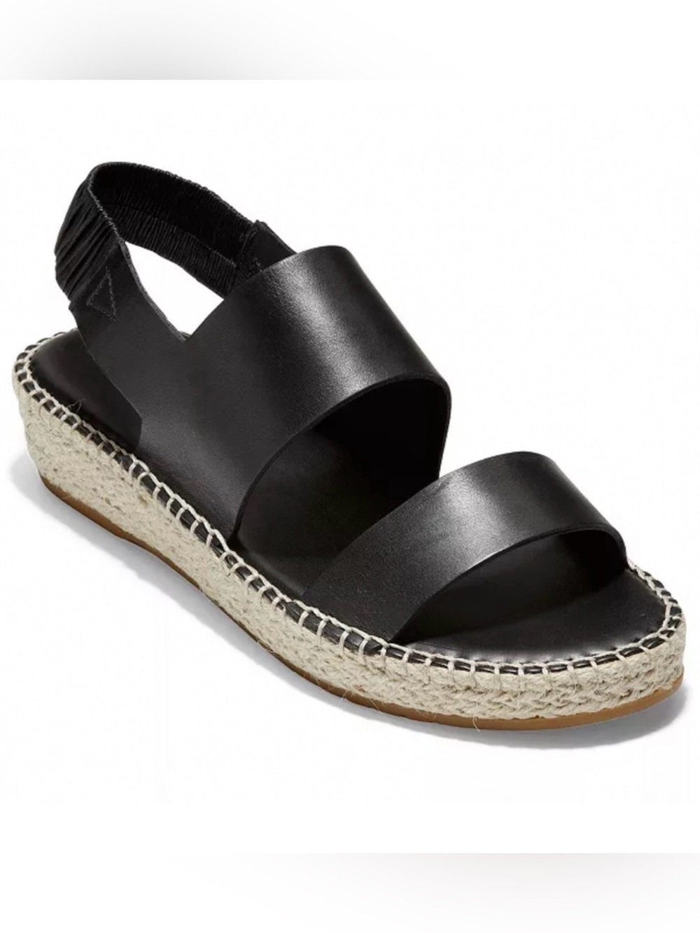 Cole Haan Cloudfeel Black Espadrille Sandal Flats